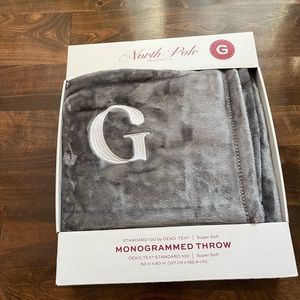 North Pole Trading Co. G monogrammed throw 50 X 60 NEW!